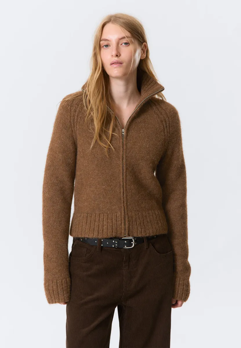 Strickjacke - brown melange
