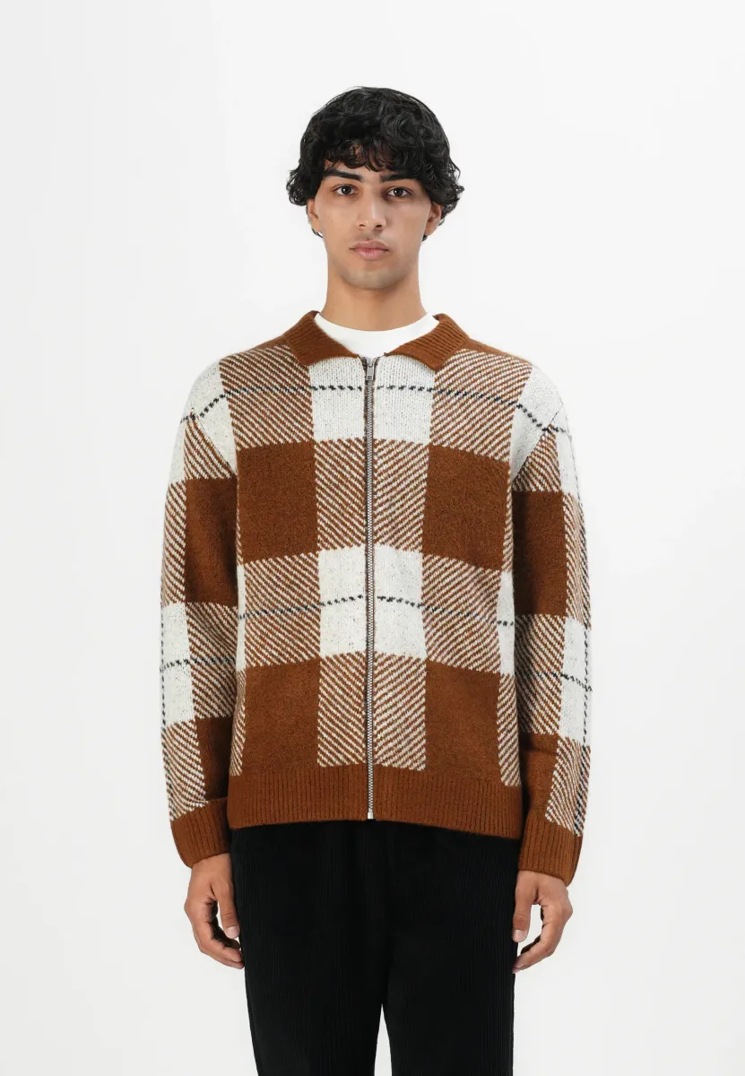 Strickjacke - brown/offwhite