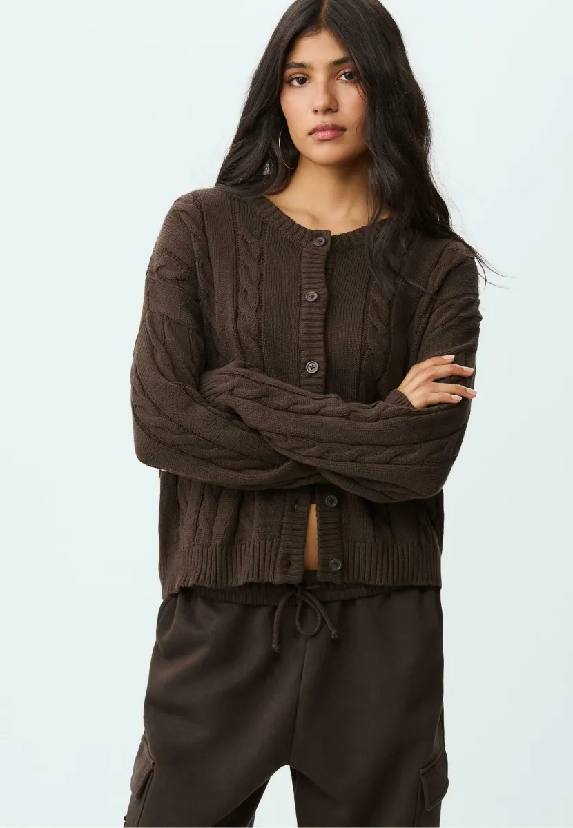 Strickjacke - dark brown