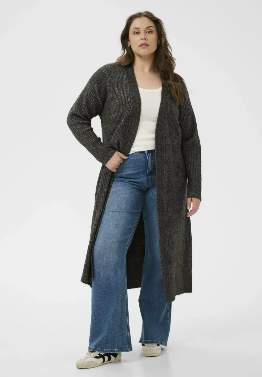 Strickjacke - dark grey melange