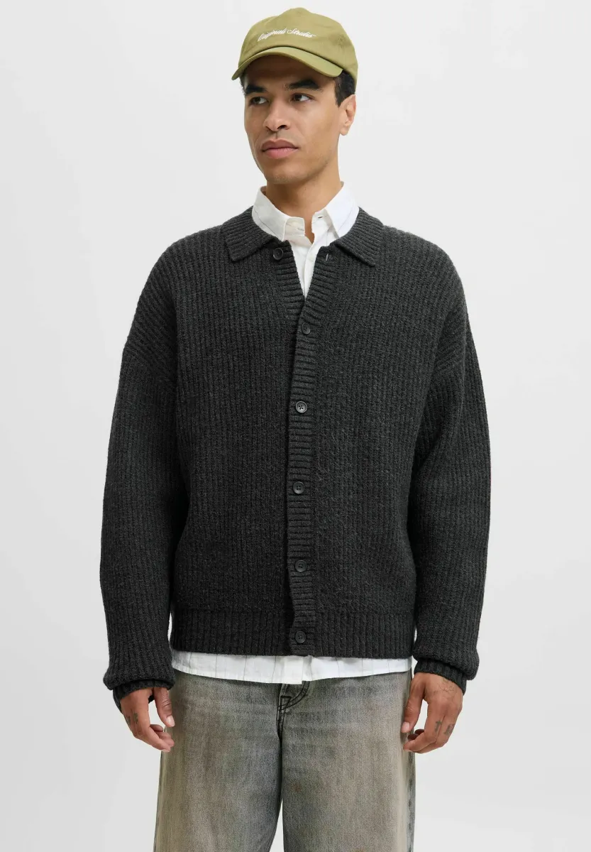 Strickjacke - dark grey melange