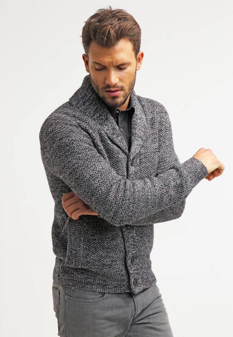 Strickjacke - dark grey melange