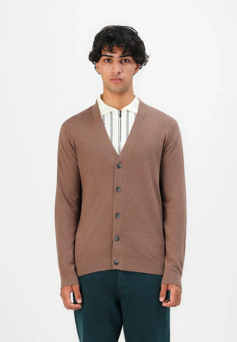Strickjacke - dark taupe melange