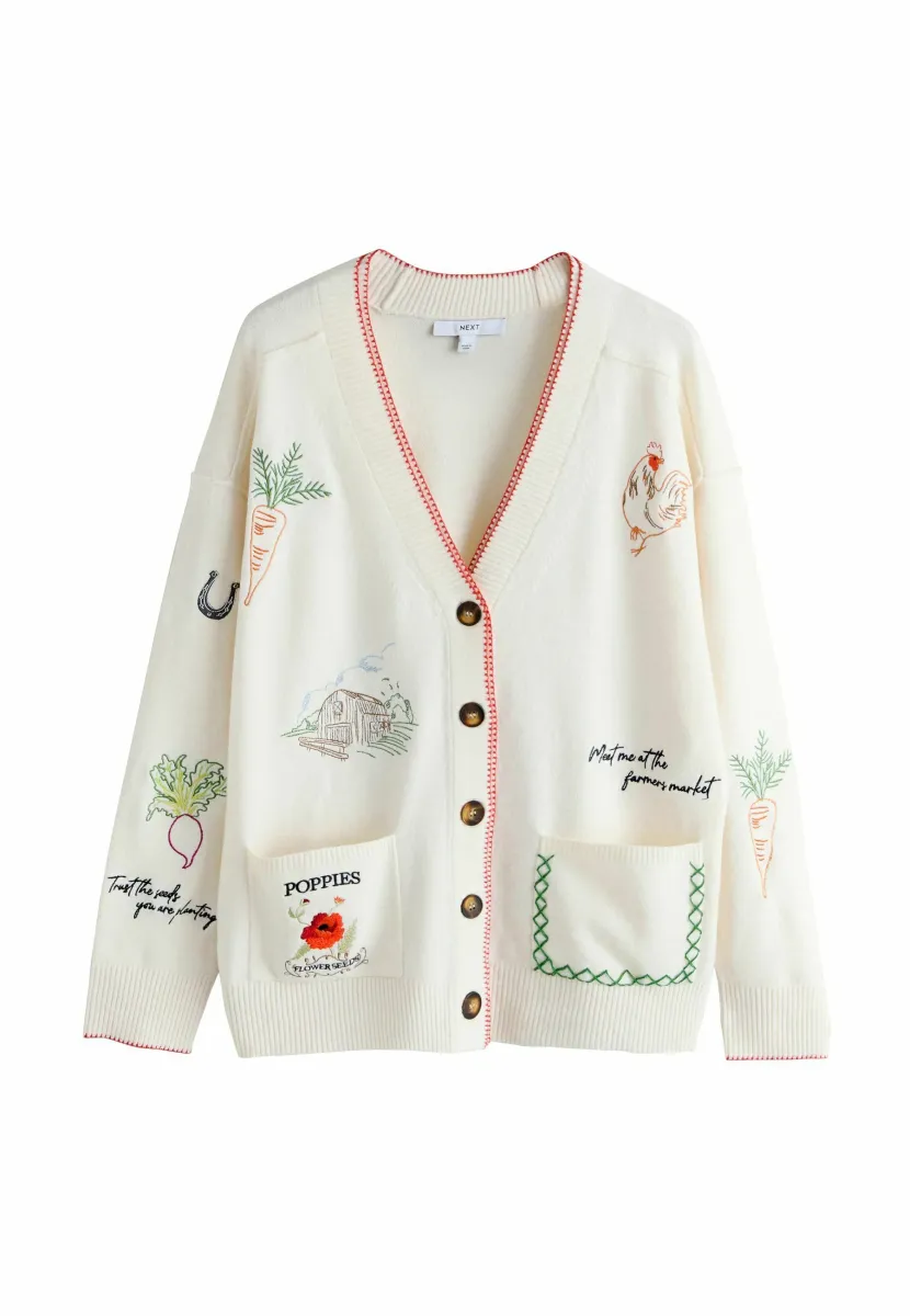 Strickjacke - ecru embroidered