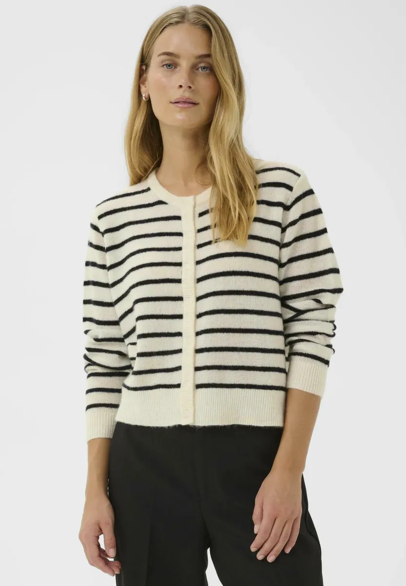 Strickjacke - eggnog/navy stripe