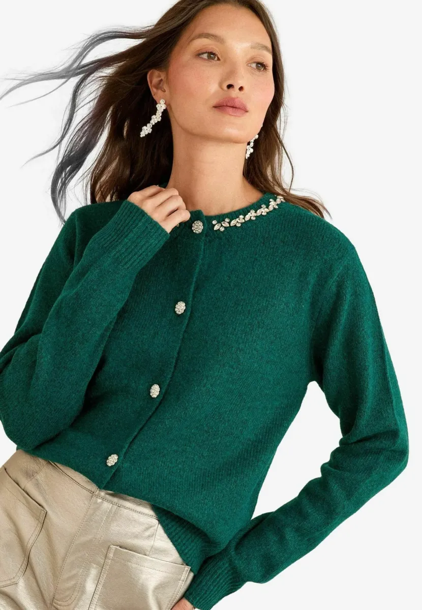 Strickjacke - forest green