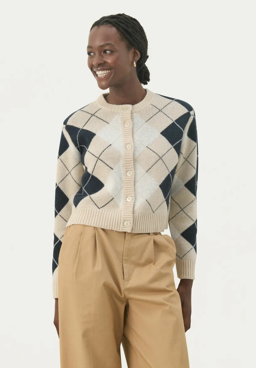 Strickjacke - french oak natural check