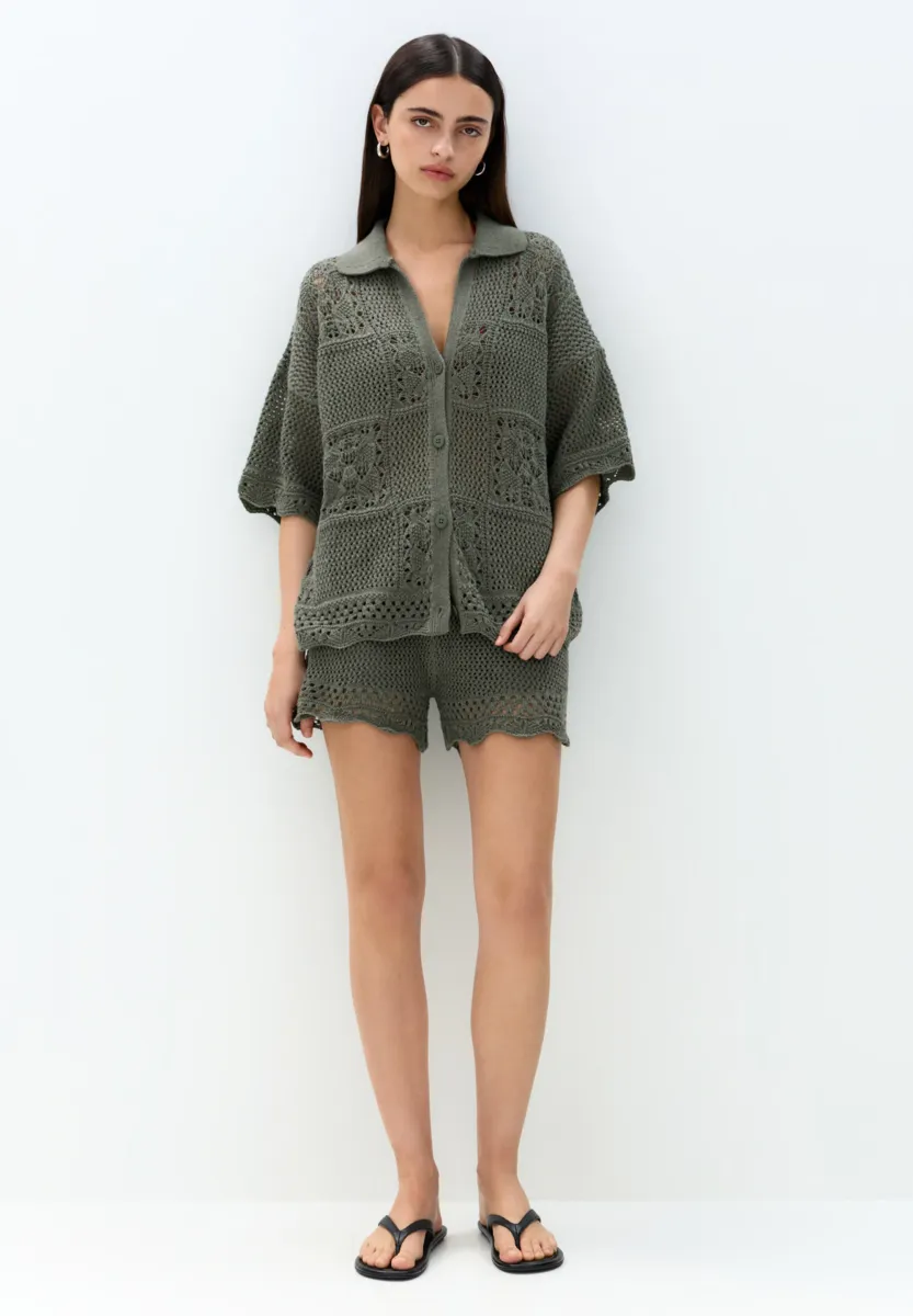Strickjacke - khaki