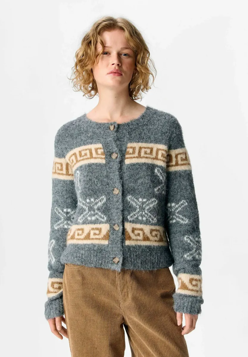 Strickjacke - medium grey melange