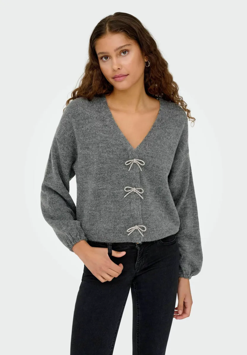 Strickjacke - medium grey melange