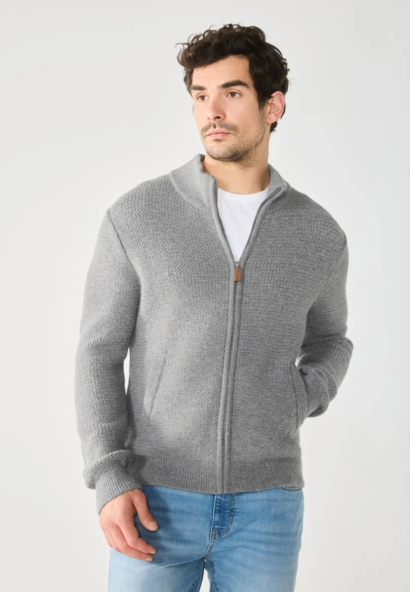 Strickjacke - mid grey melange