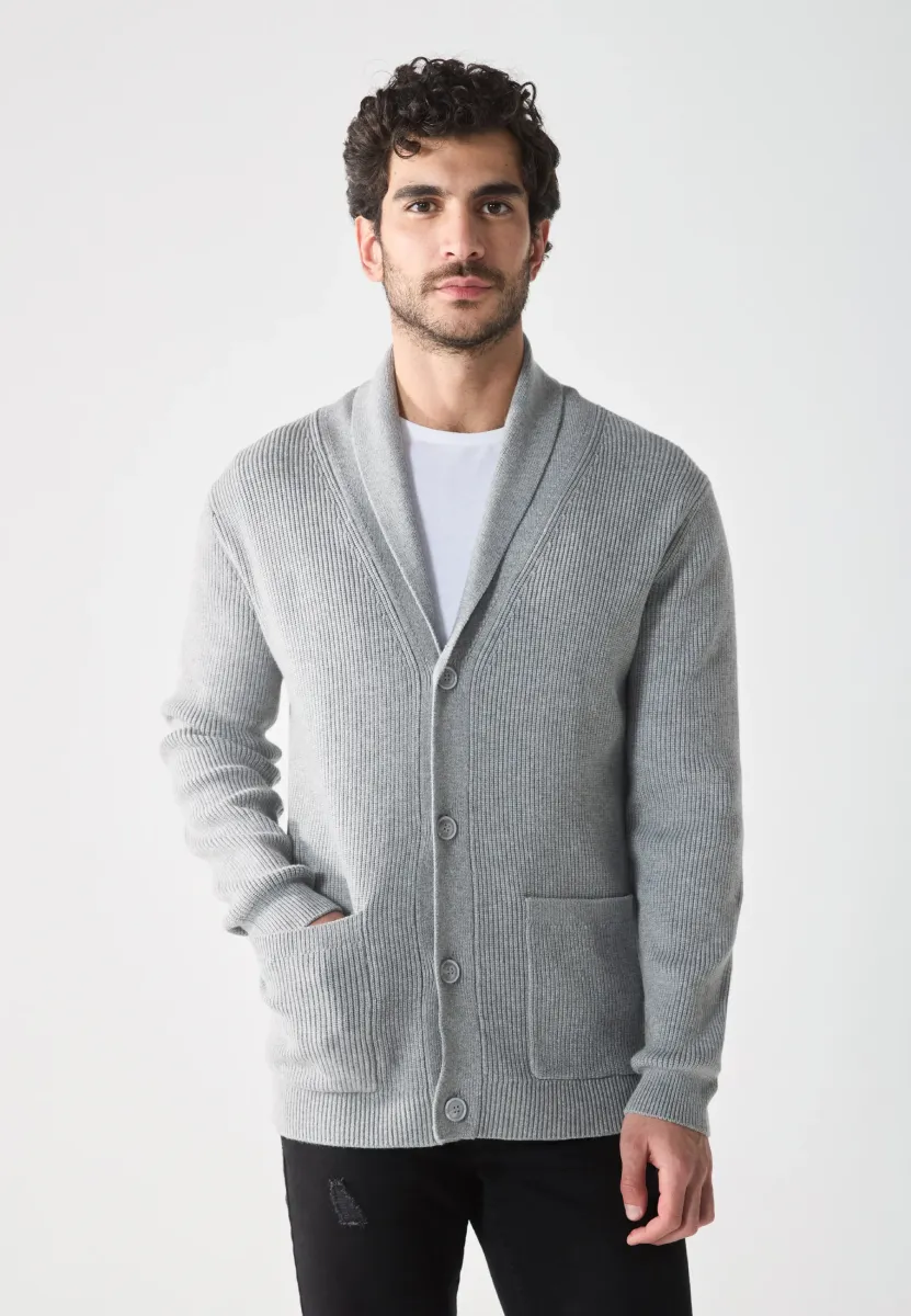 Strickjacke - mid grey melange