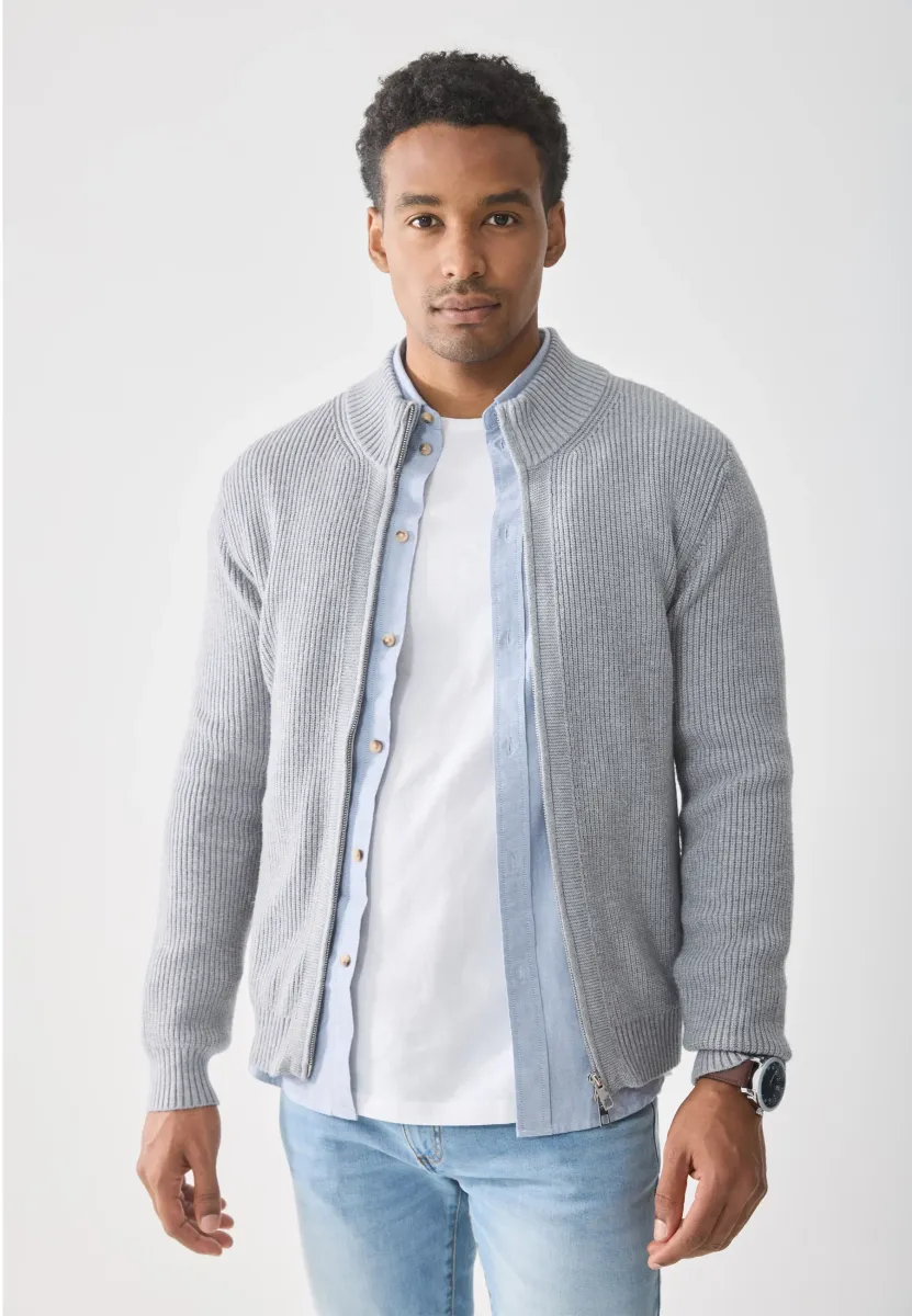 Strickjacke - mid grey melange