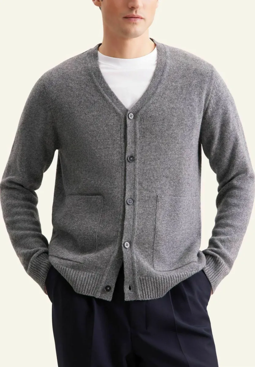 Strickjacke - mid grey melange