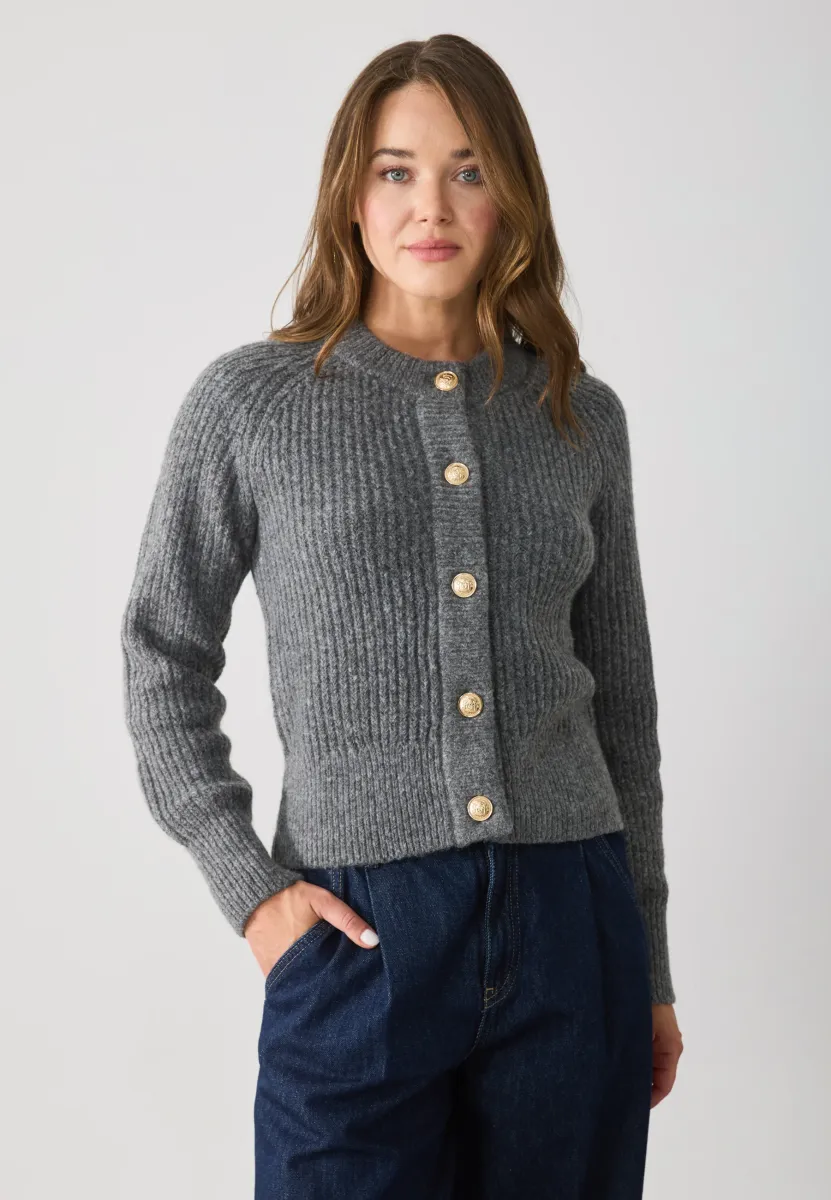 Strickjacke - mid grey melange