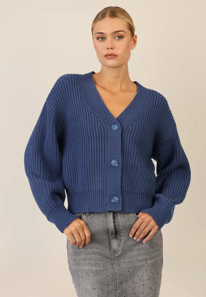 Strickjacke - mittelblau