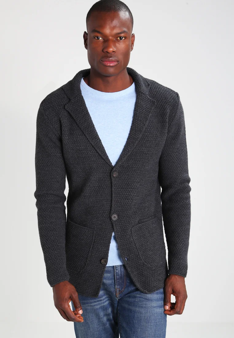 Strickjacke - mottled dark grey