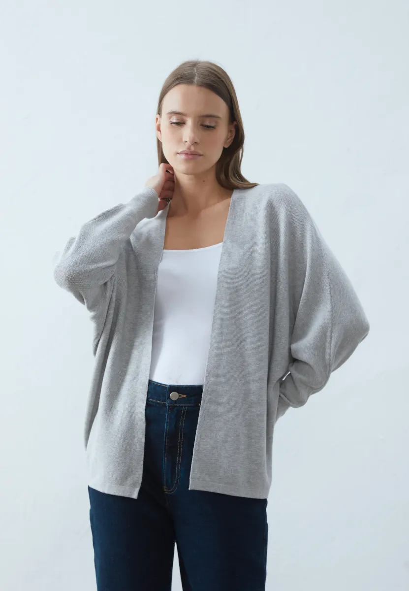 Strickjacke - mottled light grey