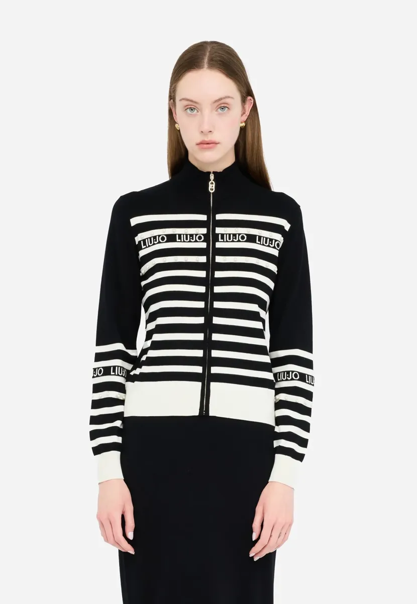 Strickjacke - nero bianco latte