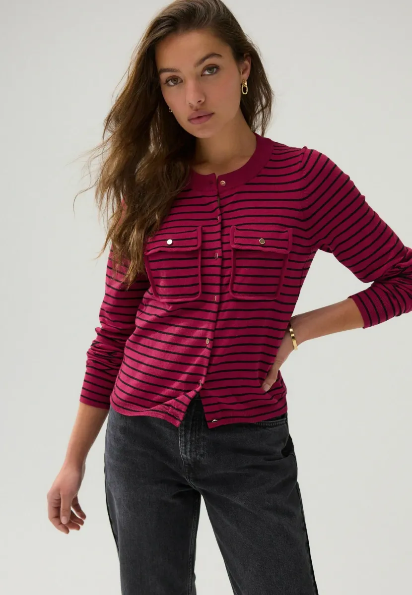 Strickjacke - red and black stripe
