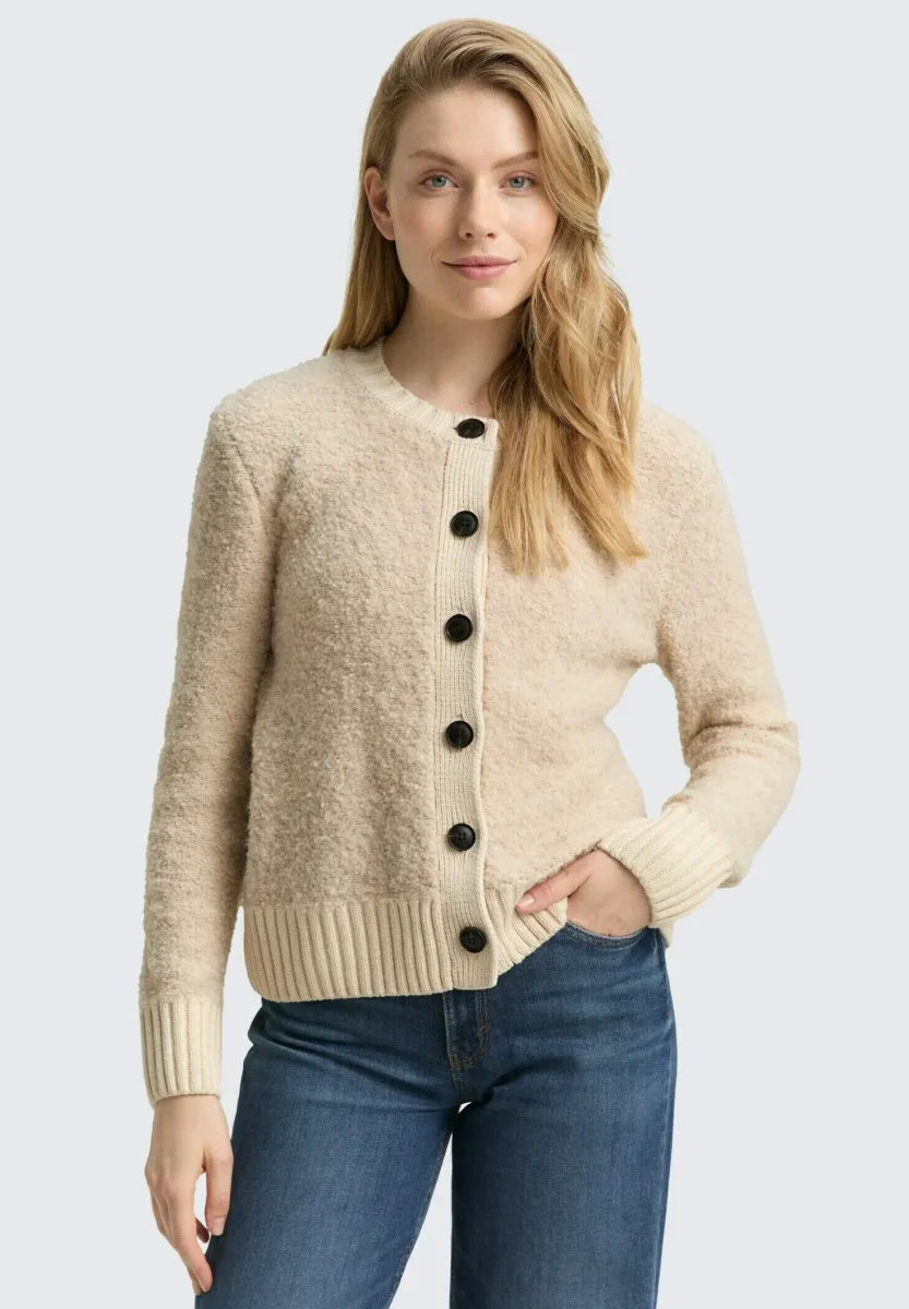Strickjacke - sand stone beige melange