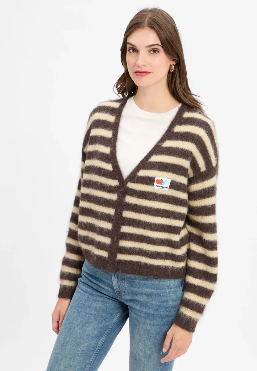 Strickjacke - schoko beige