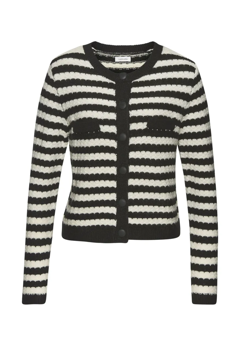 Strickjacke - schwarz weiß gestreift