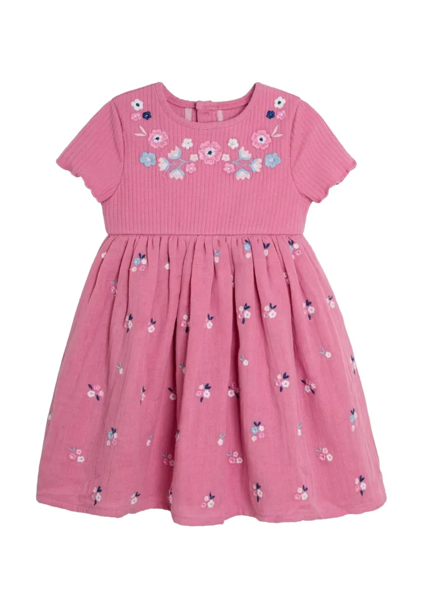 Strickkleid - rose pink embroidered