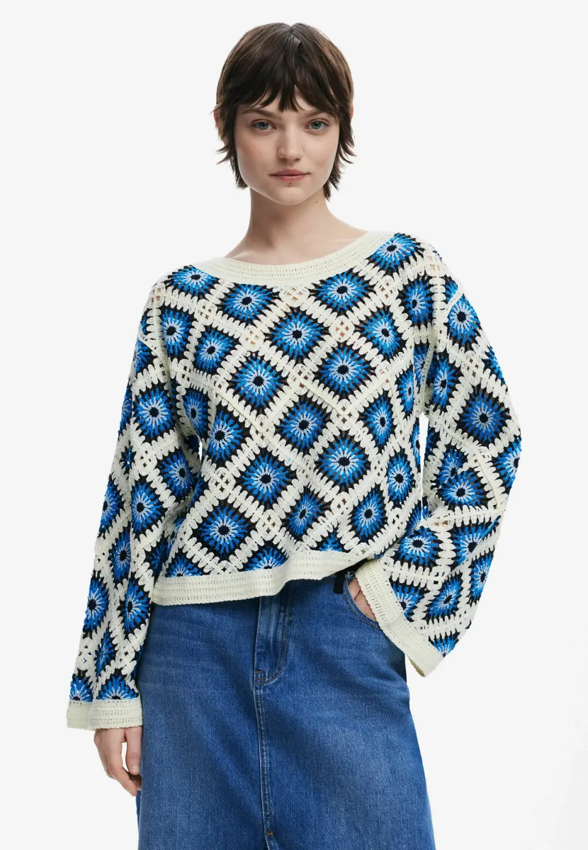 Strickpullover - beige blue