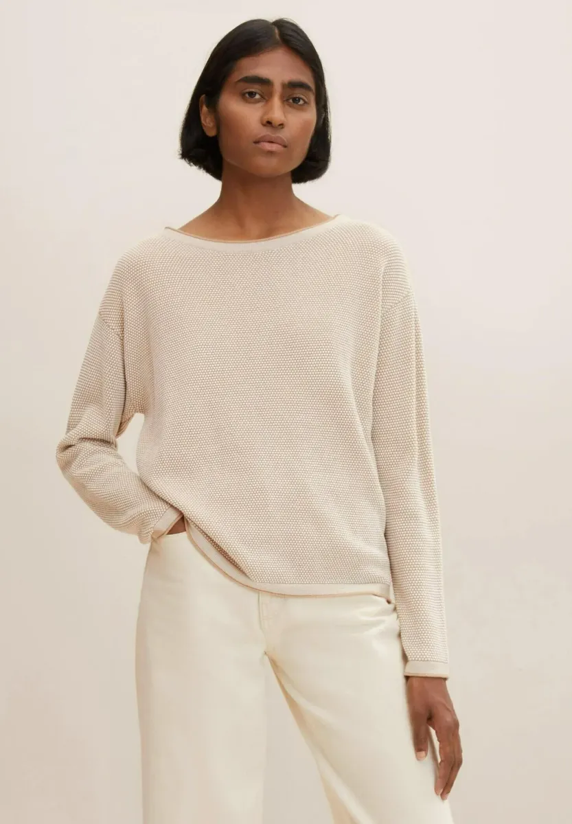 Strickpullover - beige bubble structure