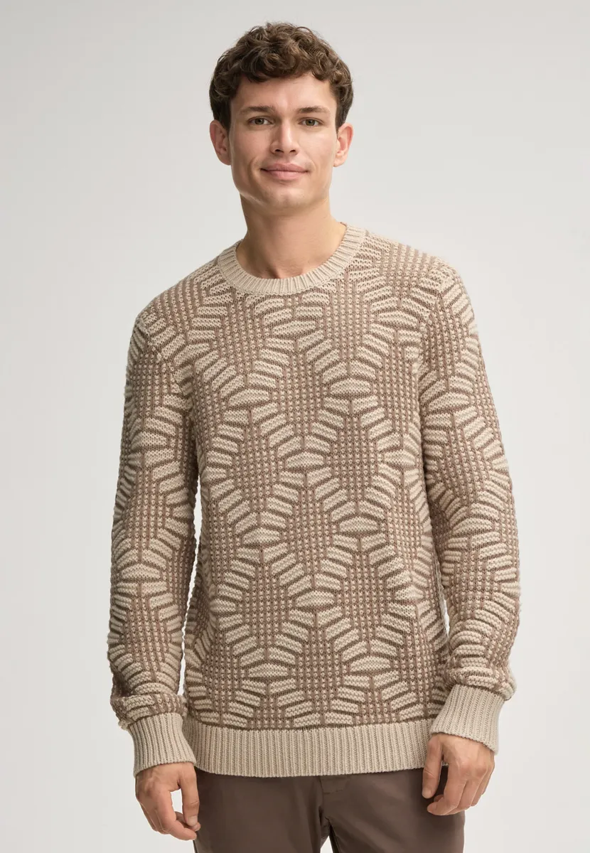 Strickpullover - beige gemustert