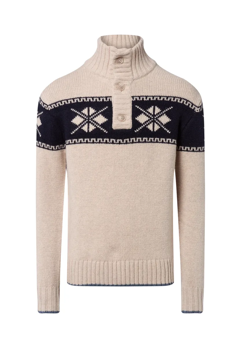 Strickpullover - beige/marine