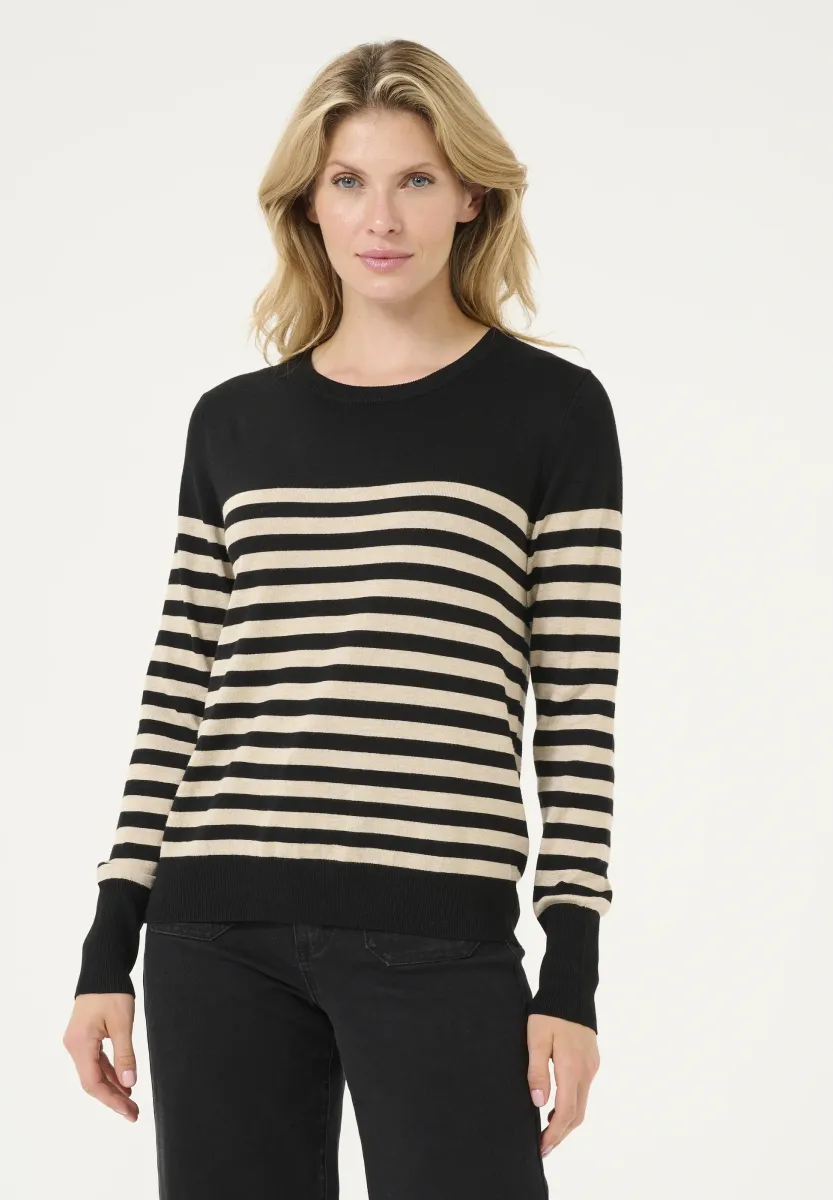 Strickpullover - black feather gray mel stripe