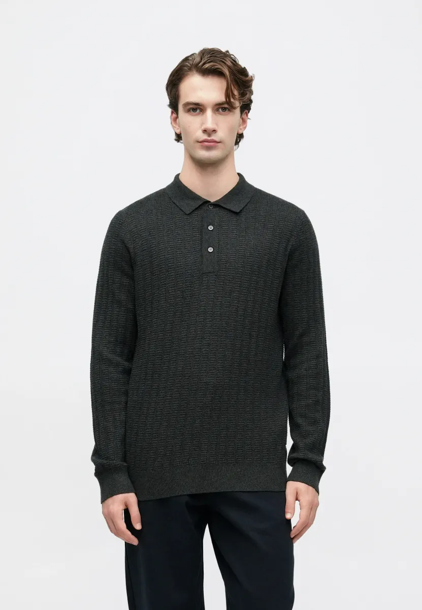 Strickpullover - black marl