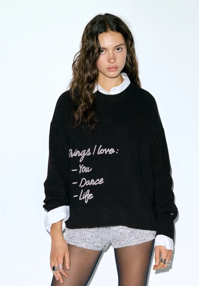 Strickpullover - black