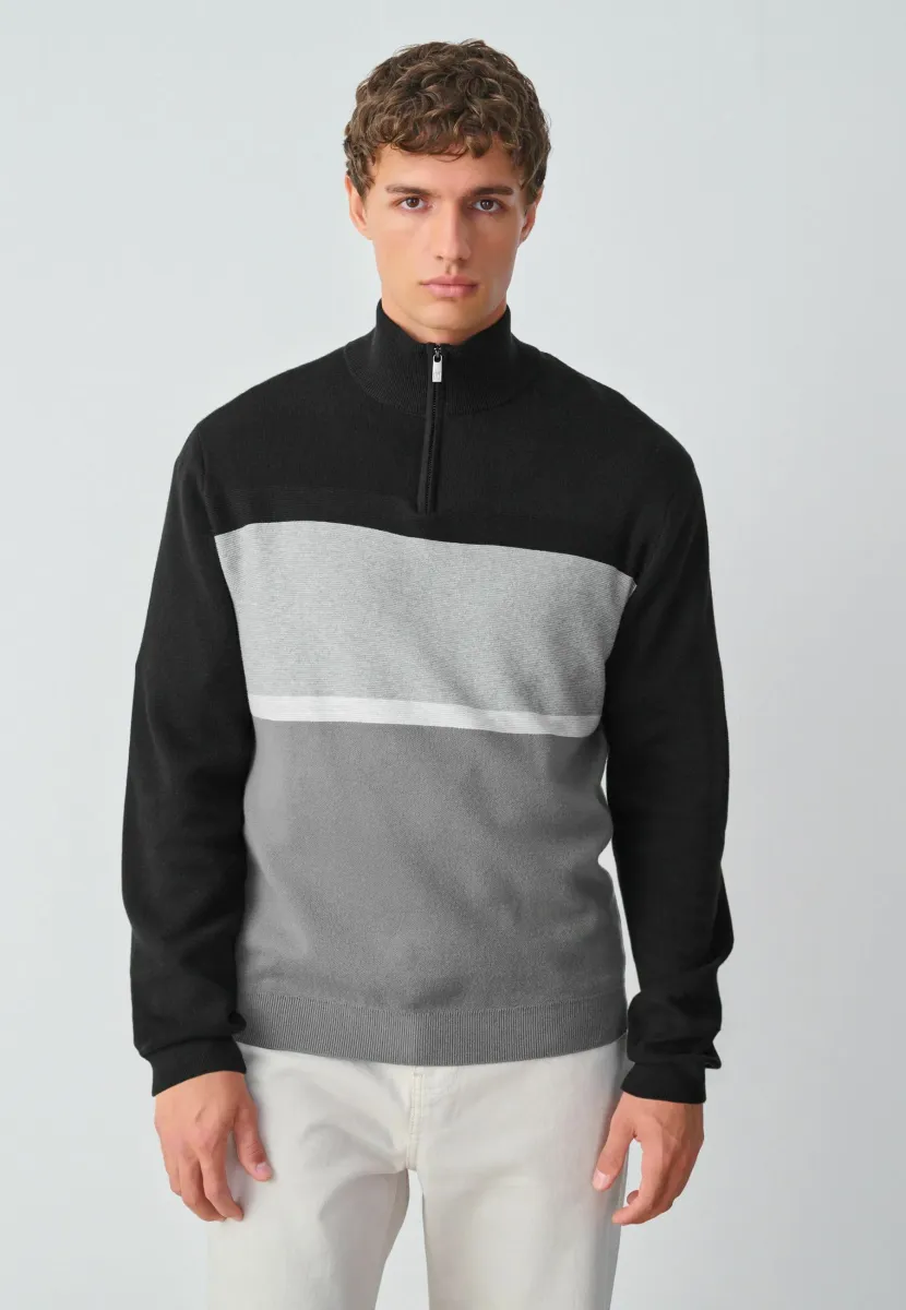 Strickpullover - black/grey