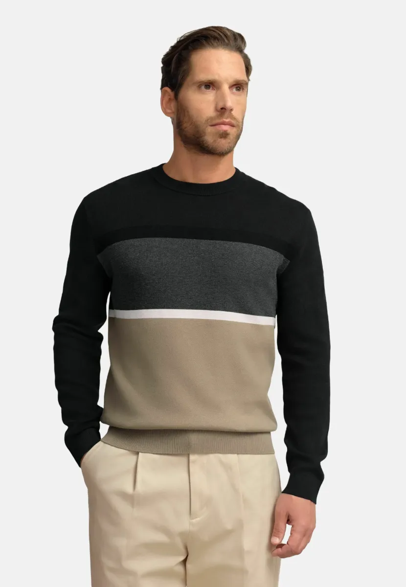 Strickpullover - black/stone