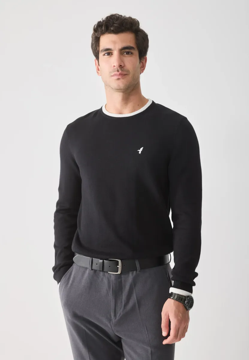 Strickpullover - black/whitE