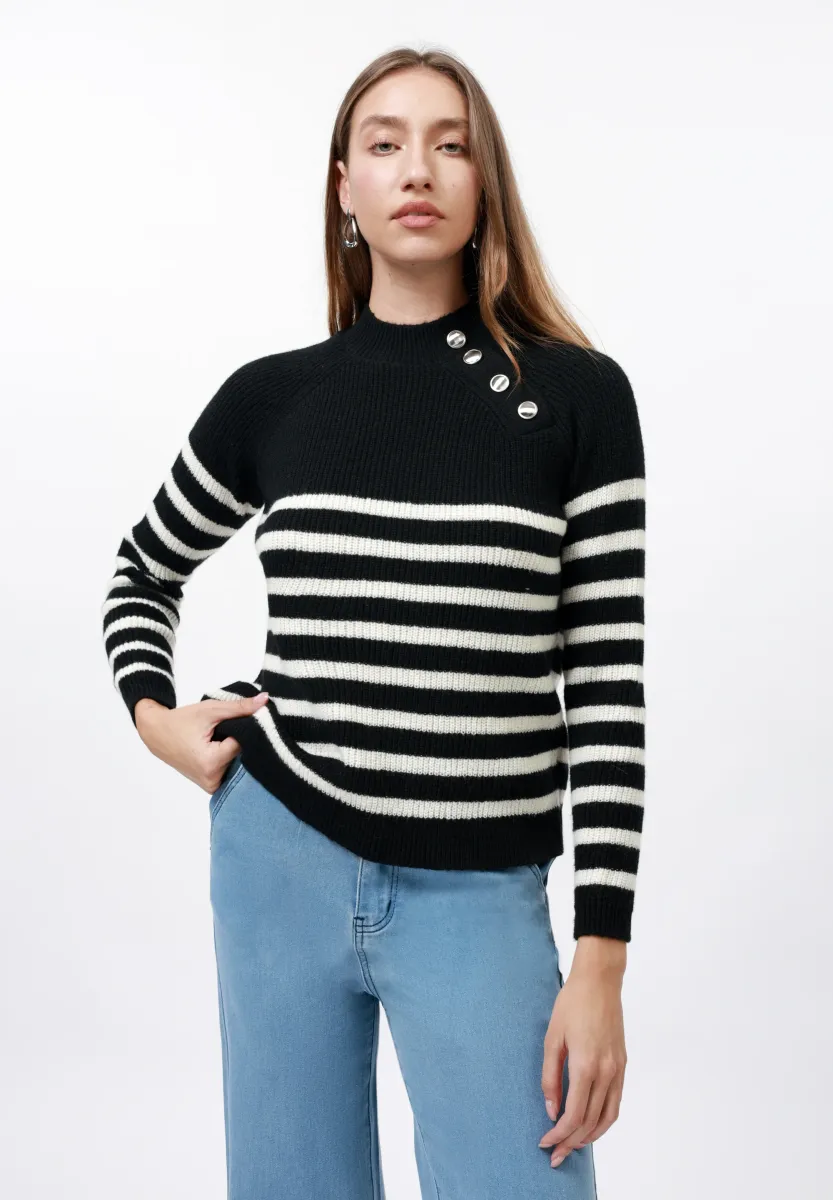 Strickpullover - black/white