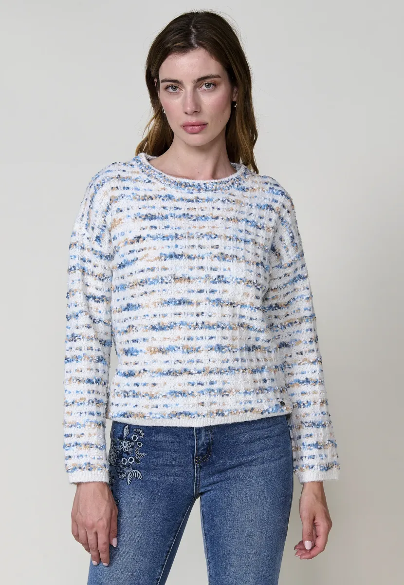 Strickpullover - blue/brown