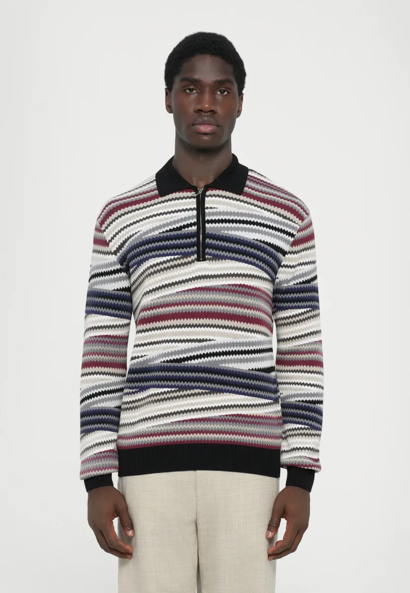 Strickpullover - bordeaux/blue/white