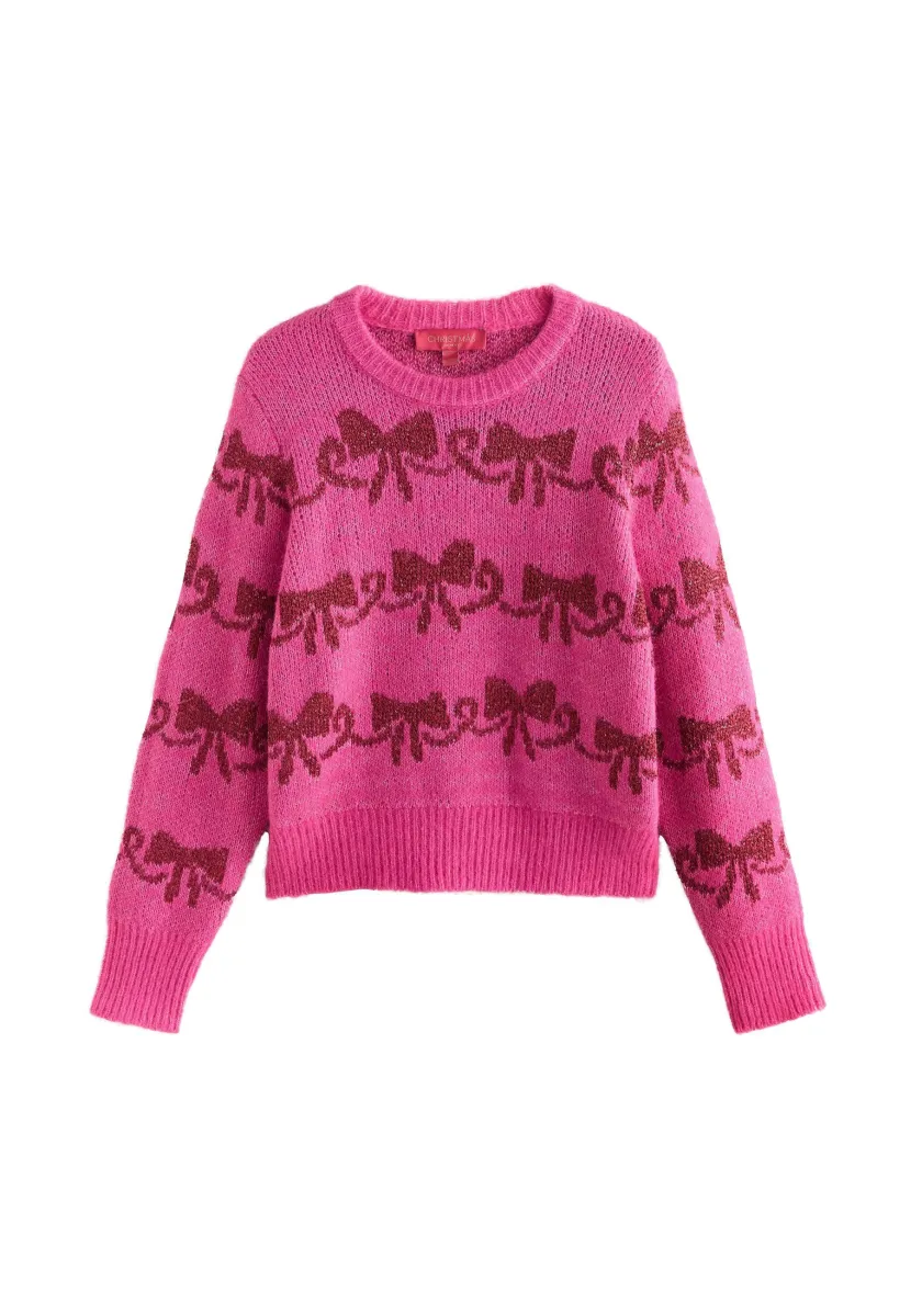 Strickpullover - bright pink sparkle bow