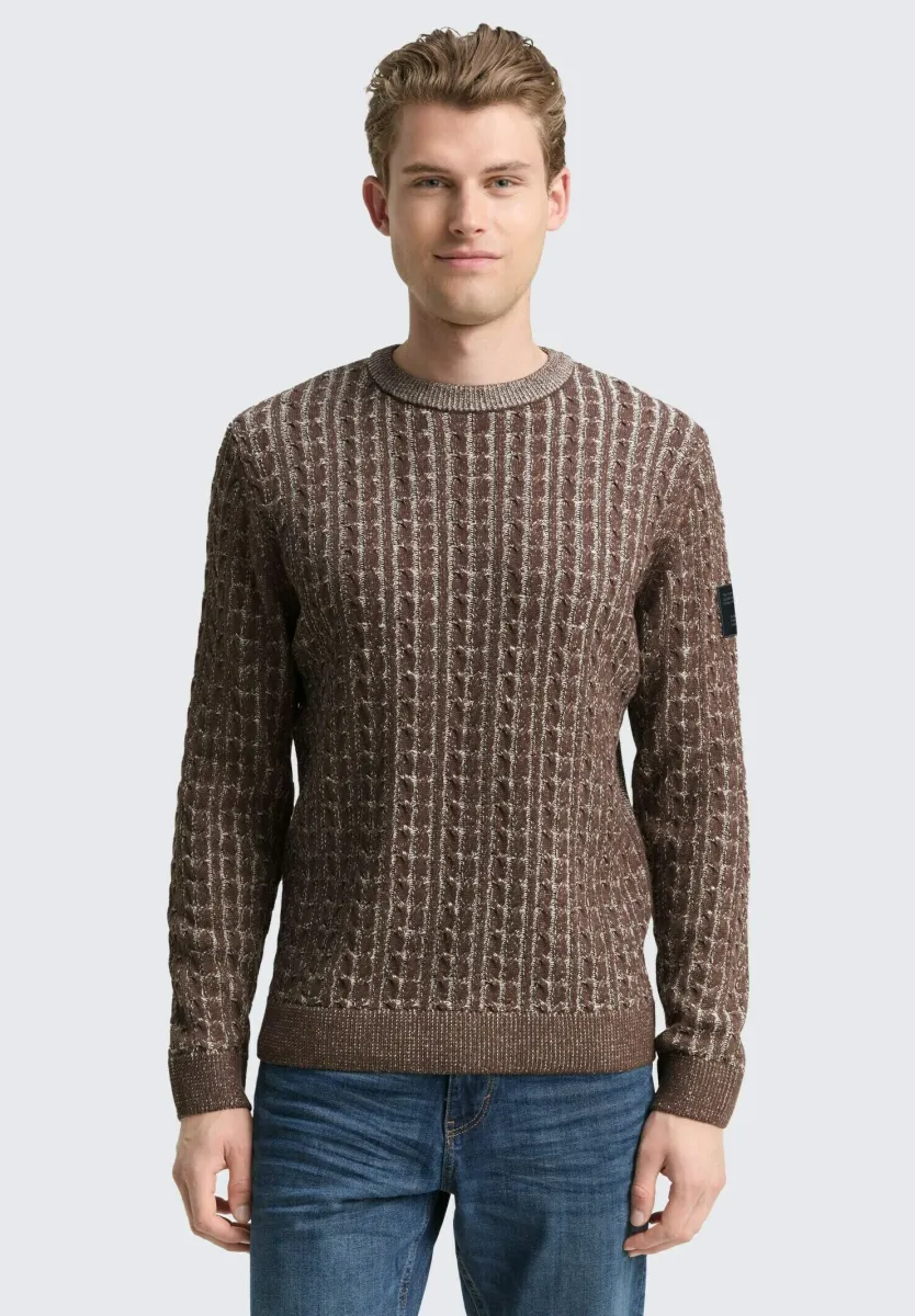 Strickpullover - brown offwhite plated
