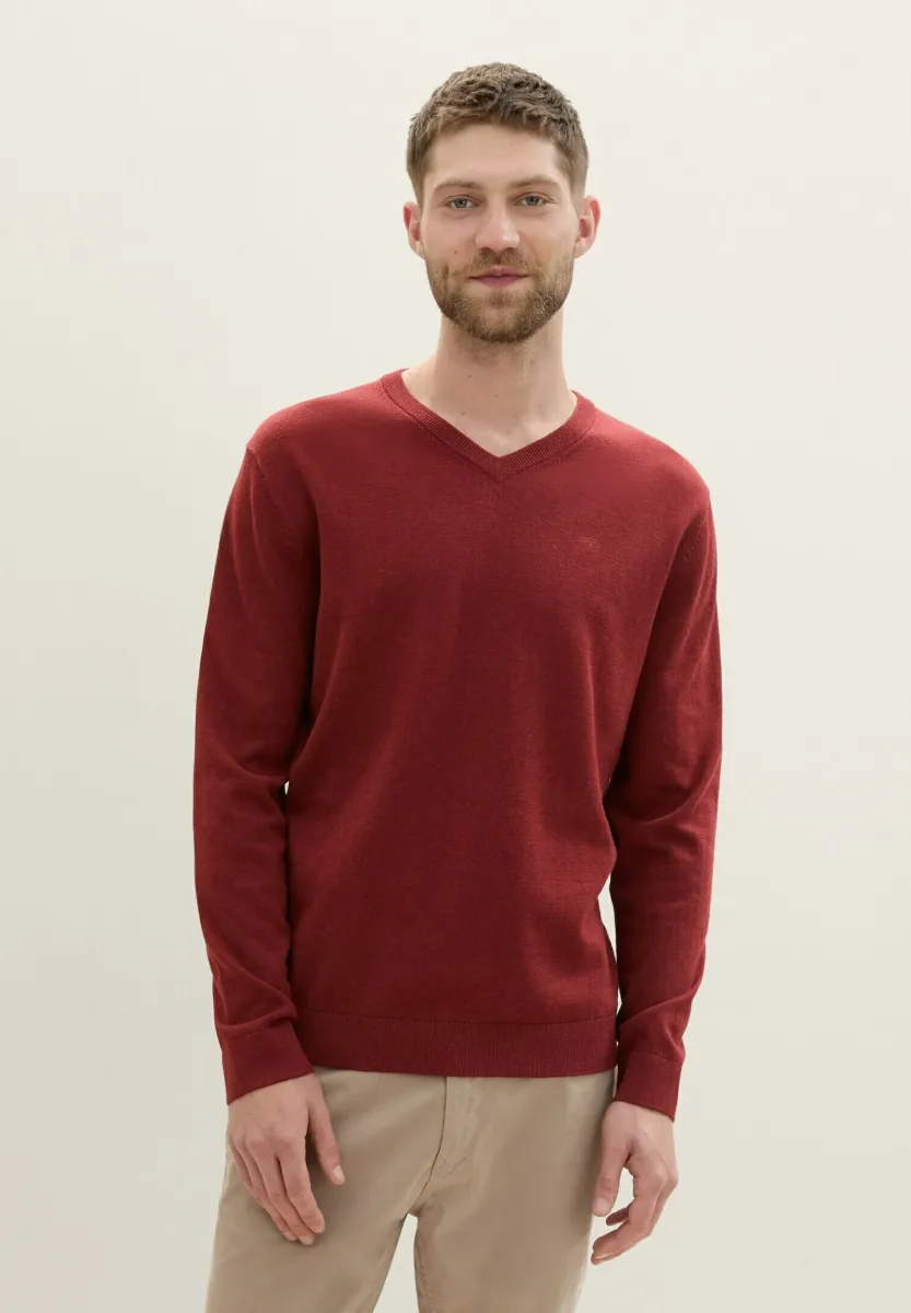 Strickpullover - burgundy dark red melange