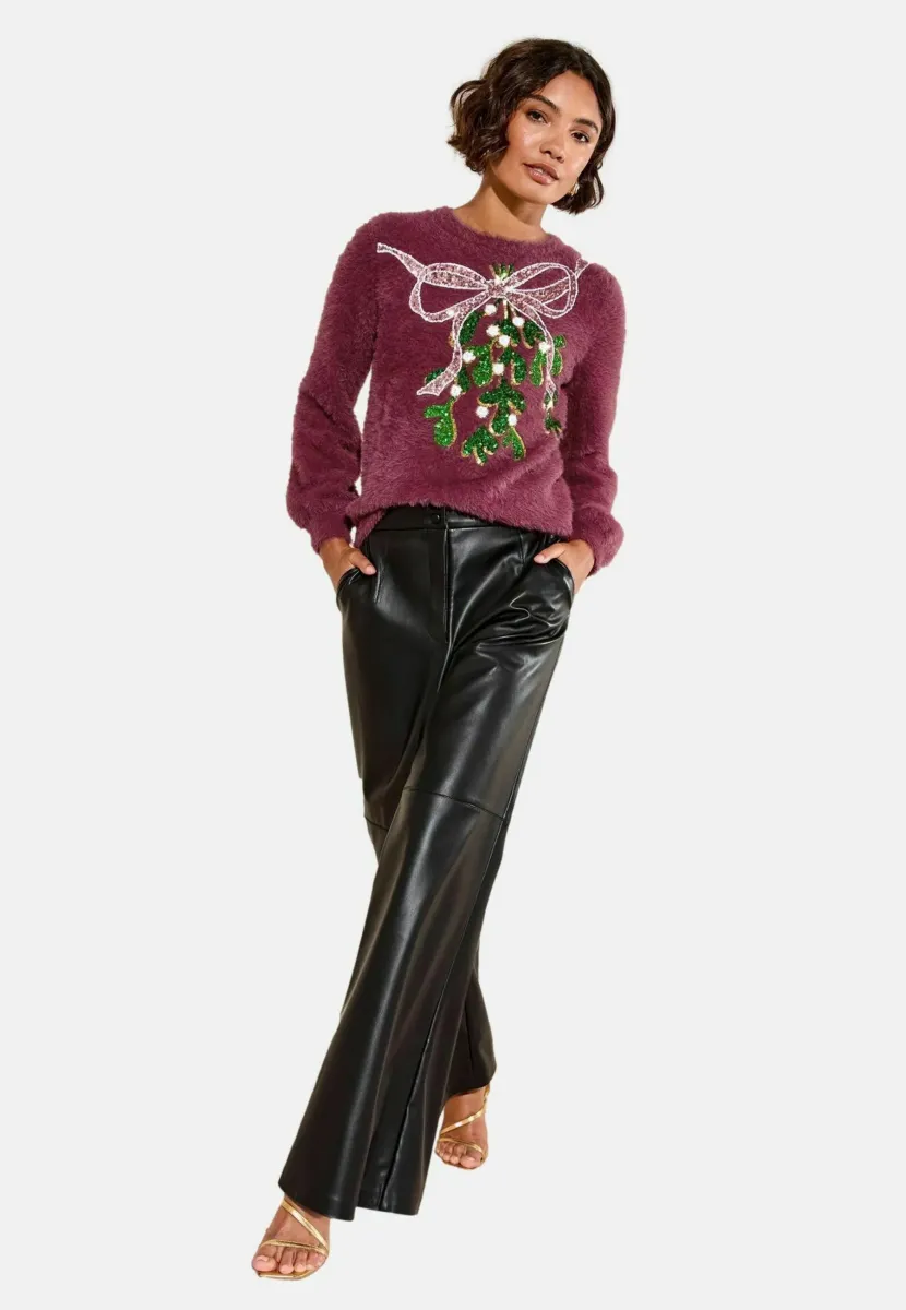 Strickpullover - burgundy mistletoe