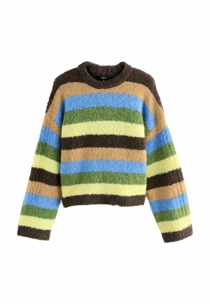 Strickpullover - chocolate brown blue multi stripe