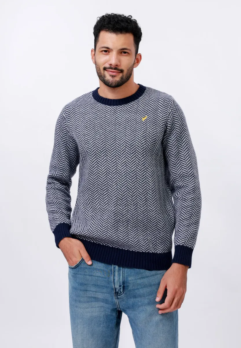 Strickpullover - dark blue/ecru