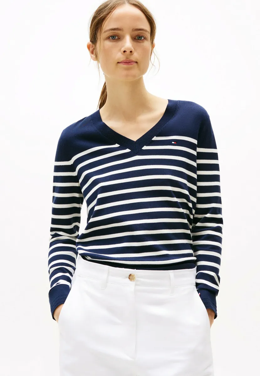 Strickpullover - dark night navy ivory petal
