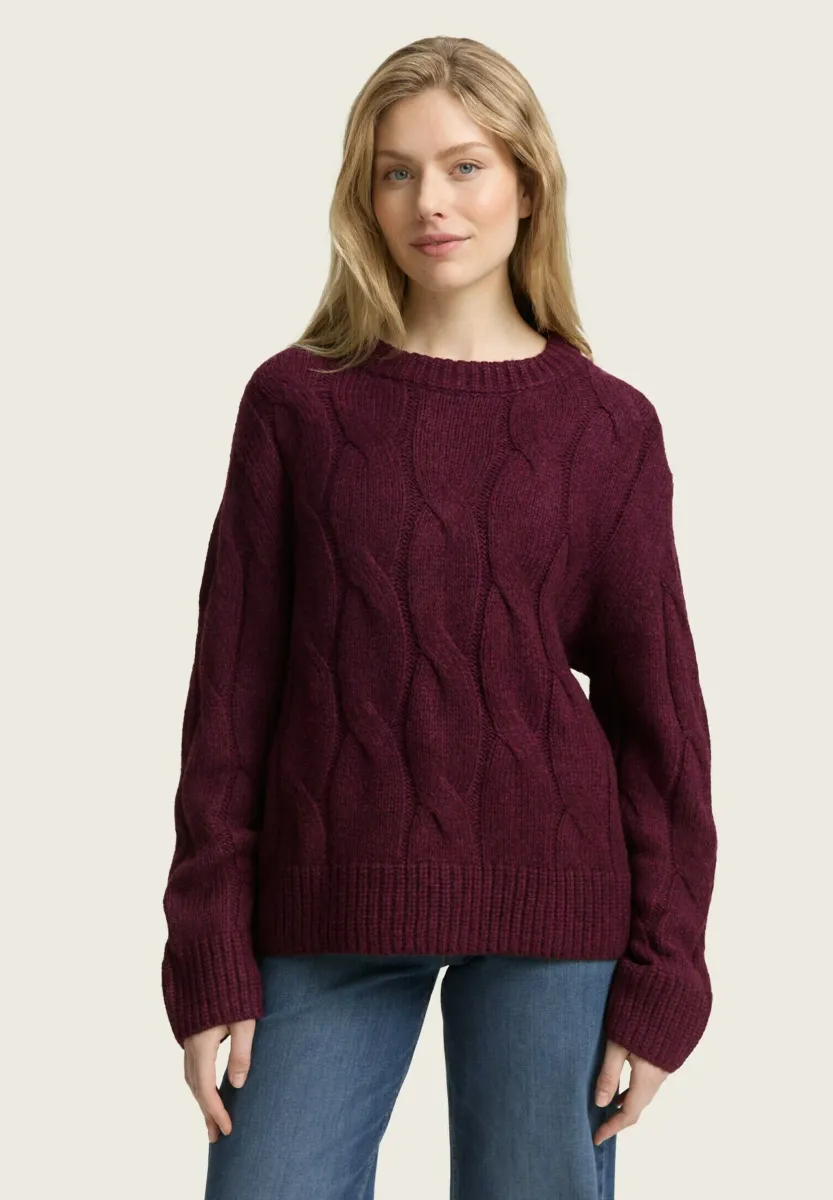Strickpullover - dark red mélange