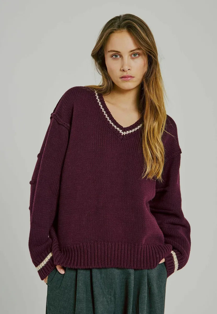 Strickpullover - deep cherry